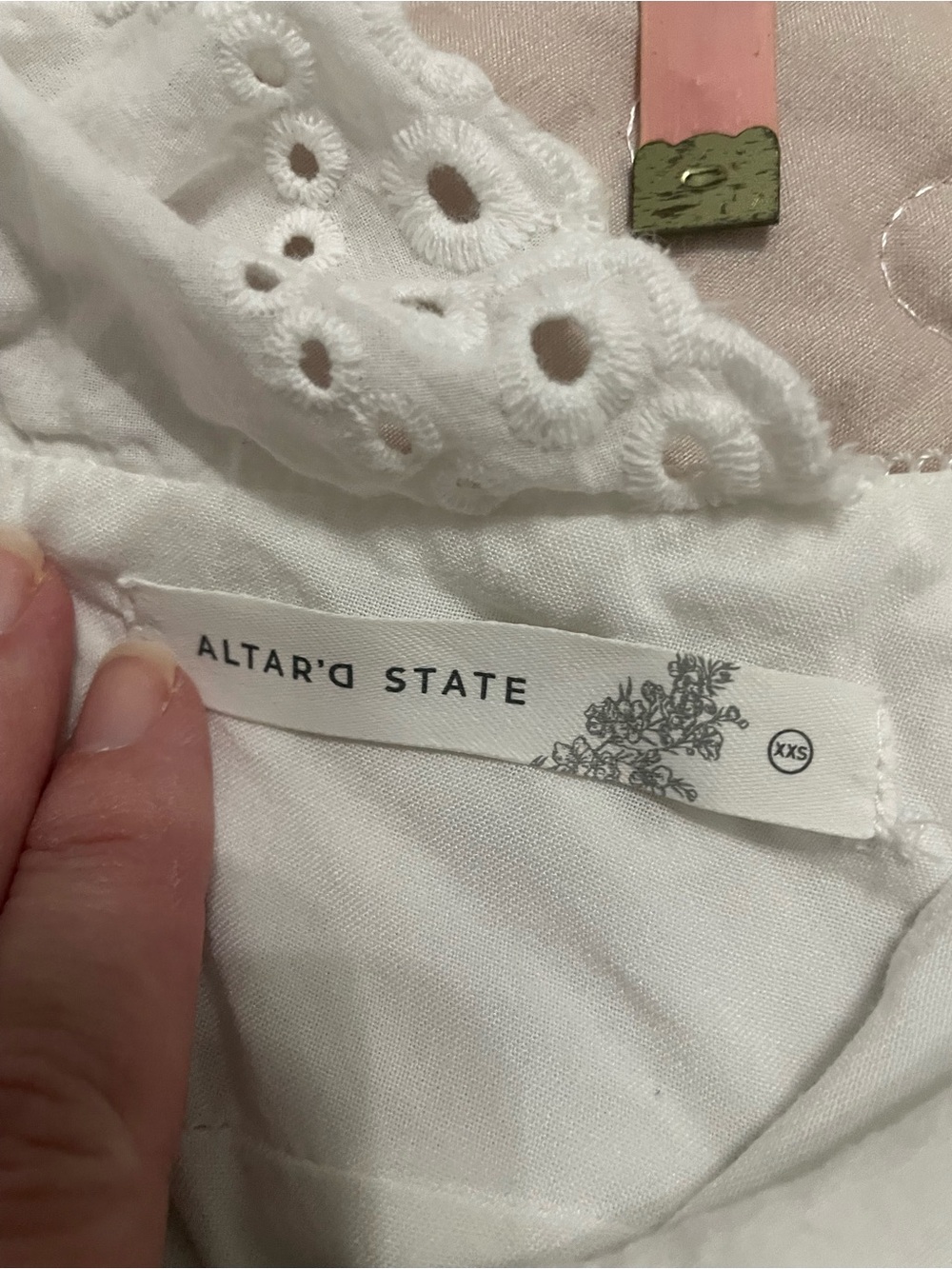 Altar'd State White Eyelet Ruffle Mini Dress - Picture 3 of 4